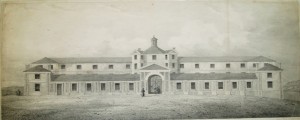 Lithograph of Guildford Union workhouse 1838 by Henry Prosser