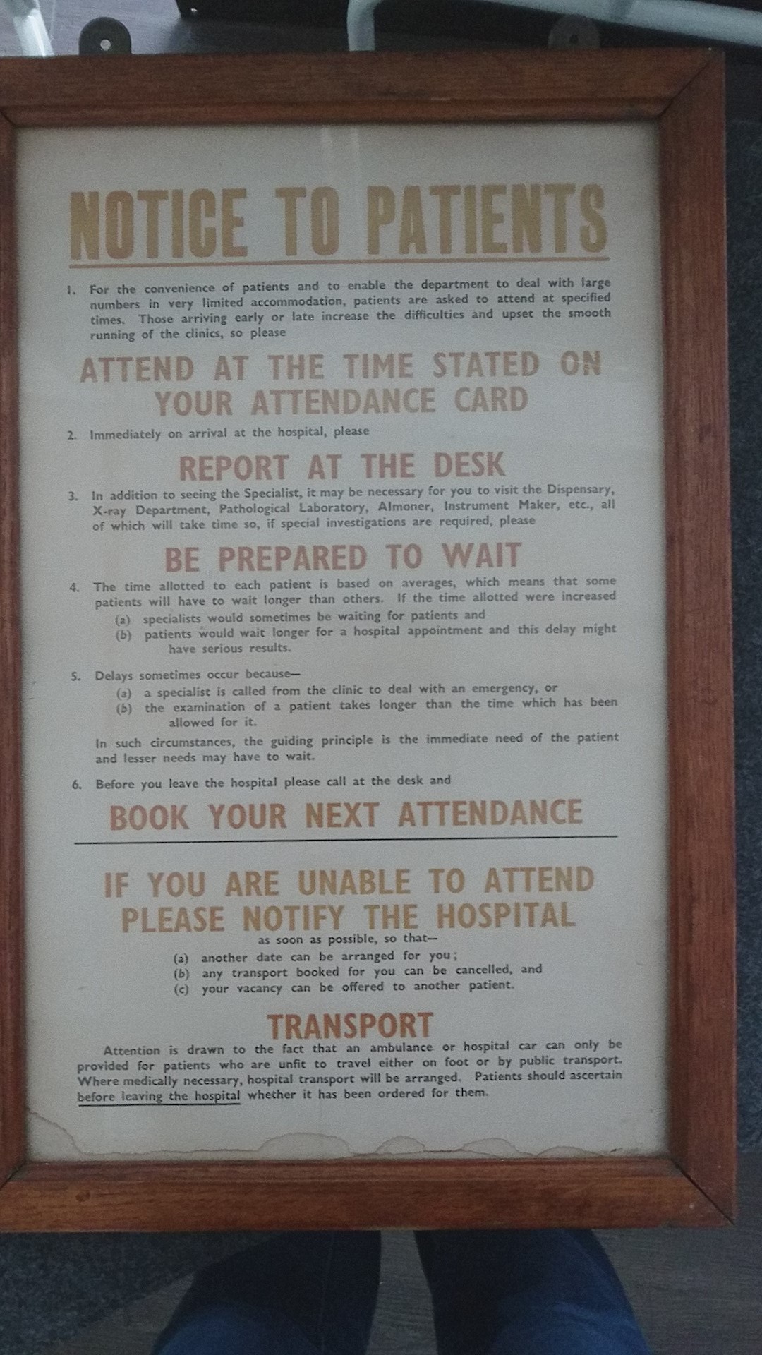 Rules for patients from 70 years ago!