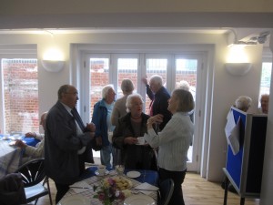 St Luke's Hospital staff chatting with volunteers
